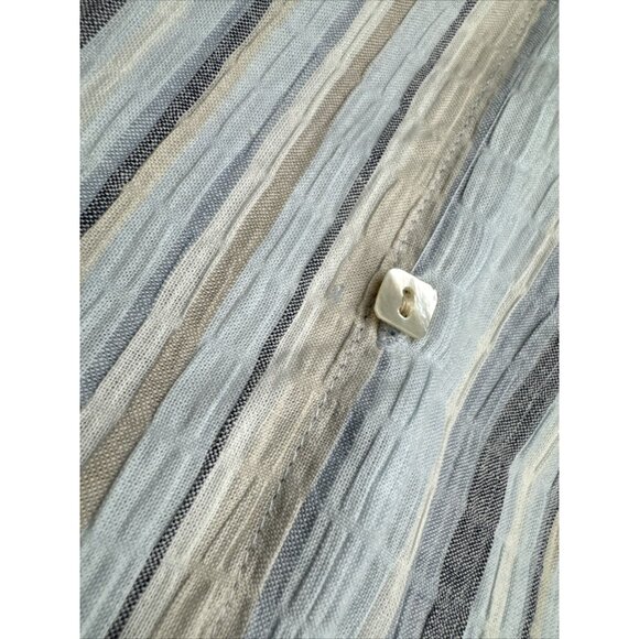 Relativity Shirt Womens Petite PM Blue Striped Pearl Button Up Stretch‎ Y2K NEW - Picture 5 of 8